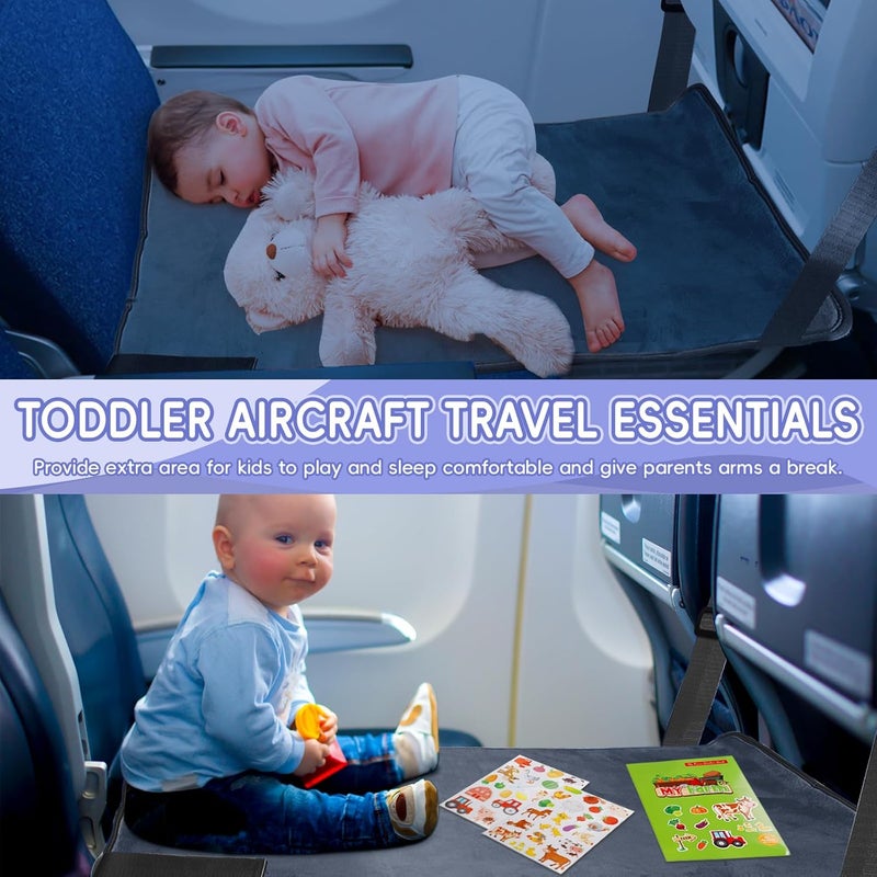 GoCozy Toddler Airplane Bed, Travel Essentials for Kids, Soft Toddler Airplane Travel Essentials with Sticker Book, Grey - Image 2